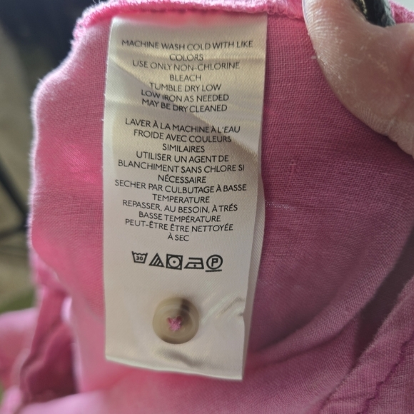 Anthropologie Maeve Pink Linen Button Down Oversized Shirt - Picture 7 of 13